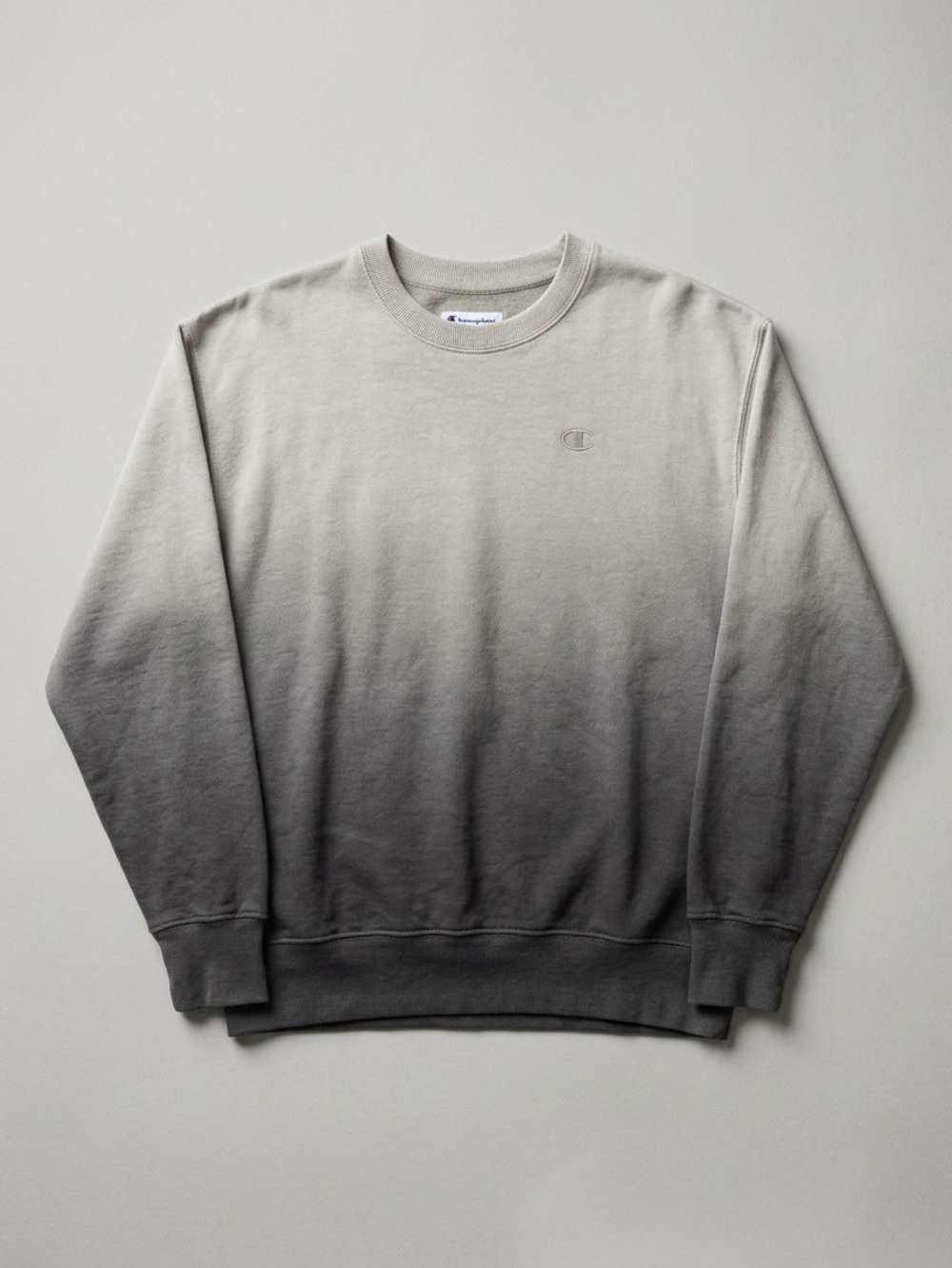 Champion Ombré Fade Grey Charcoal Crewneck Sweatshirt Medium